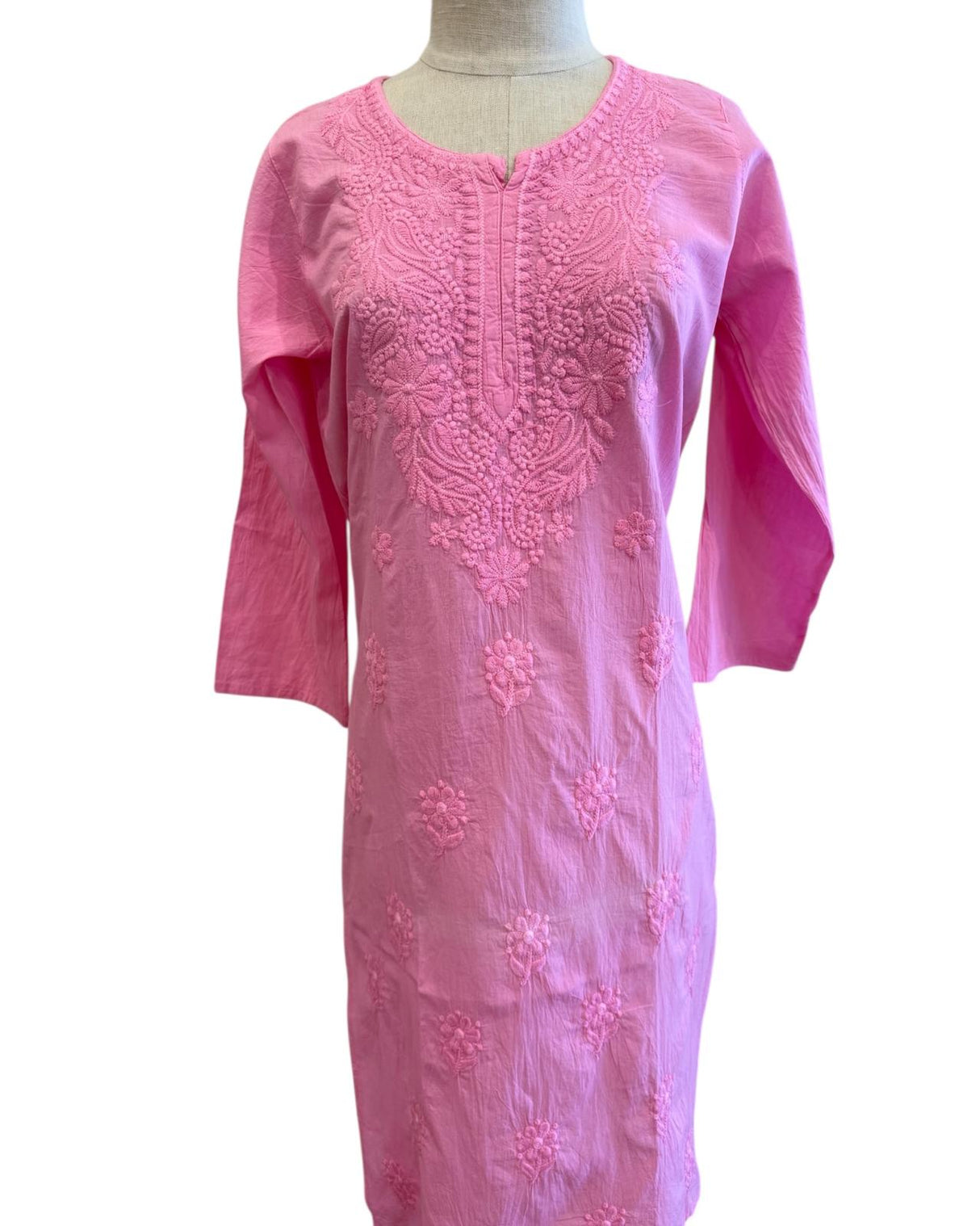 Bright Pink long Embroidery Kurta