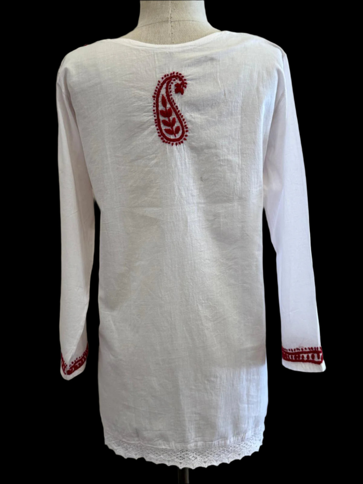 Cotton white with red embroidery Tunic