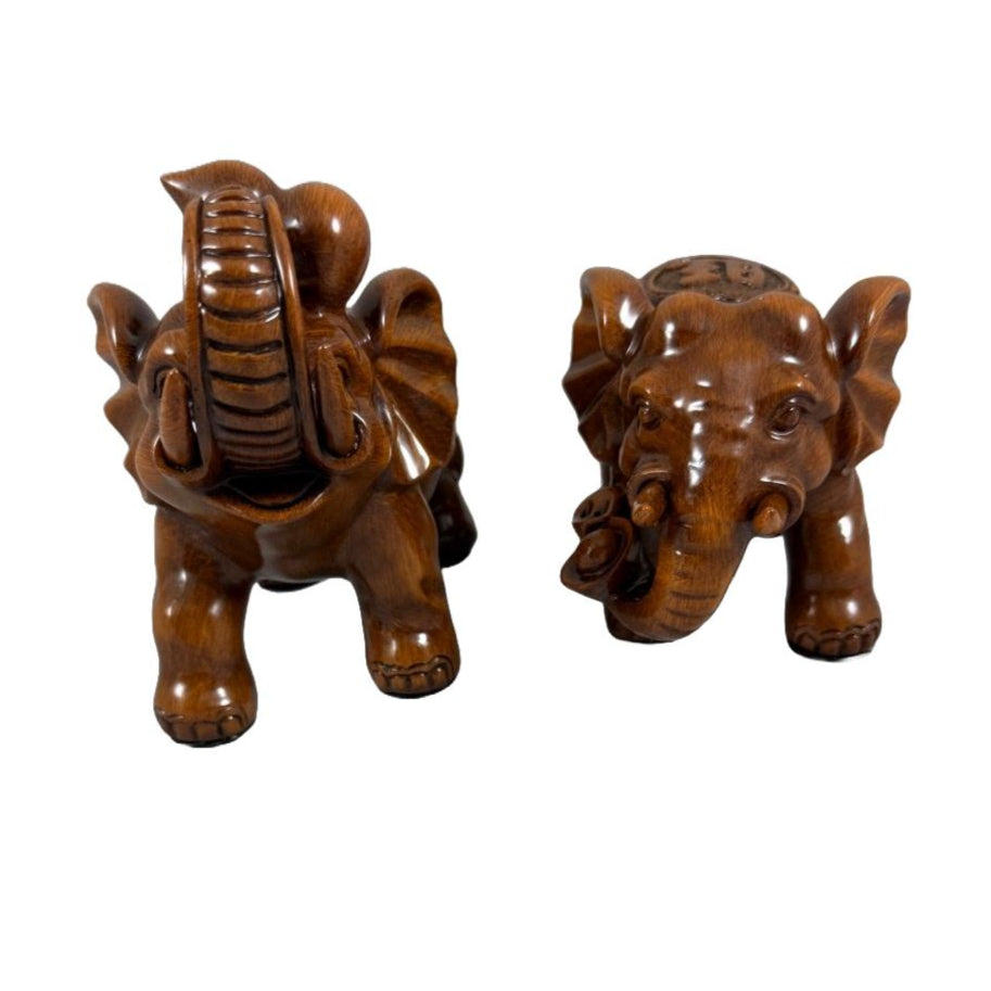 Hand Crafted Wooden Elephant Figurine Set