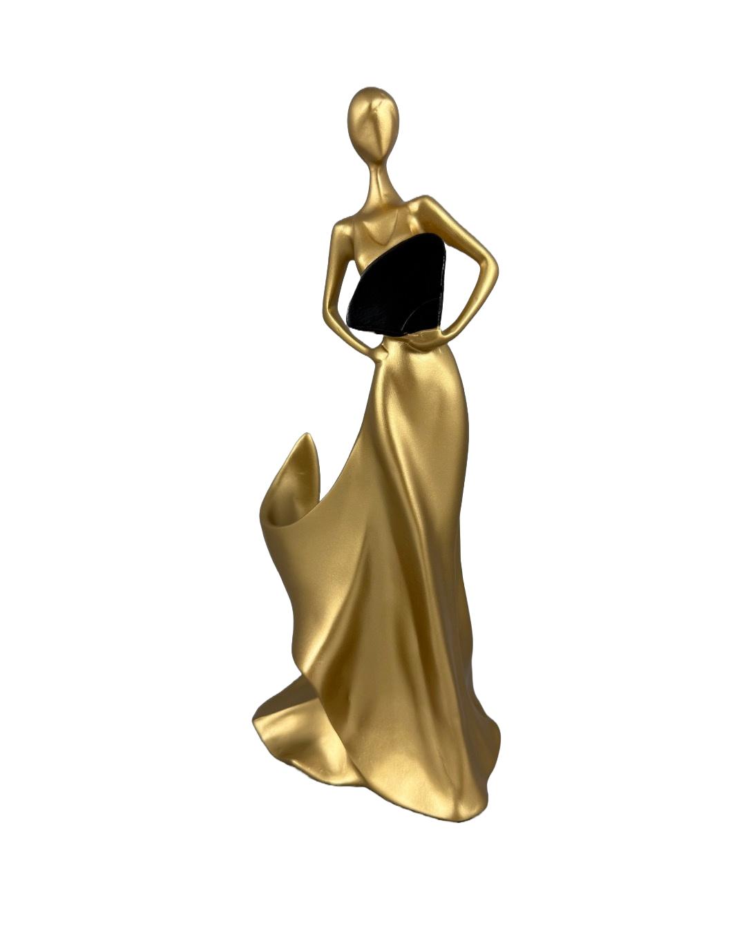 Elegant Golden Lady Wine Bottle Holder – Sculptural Art Decor