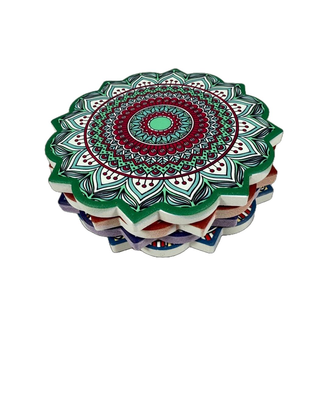 Handcrafted Mandala Ceramic Trivet – Decorative Heat-Resistant Table Mat