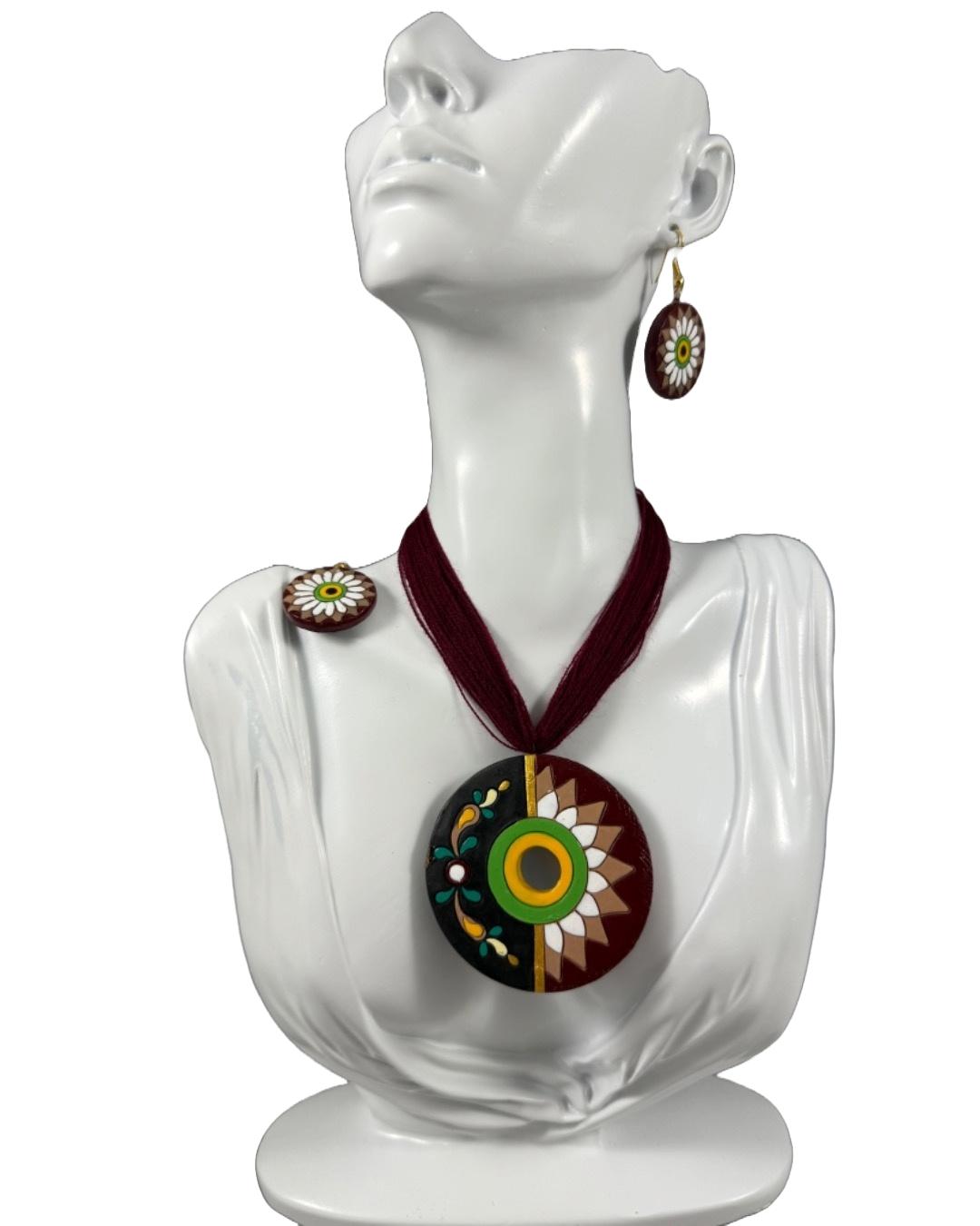 Handcrafted Terracotta Jewelry Set – Ethnic Maroon & Floral Design