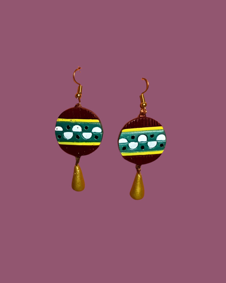 Hand-Painted Boho Drop Earrings – Artistic Statement Jewelry