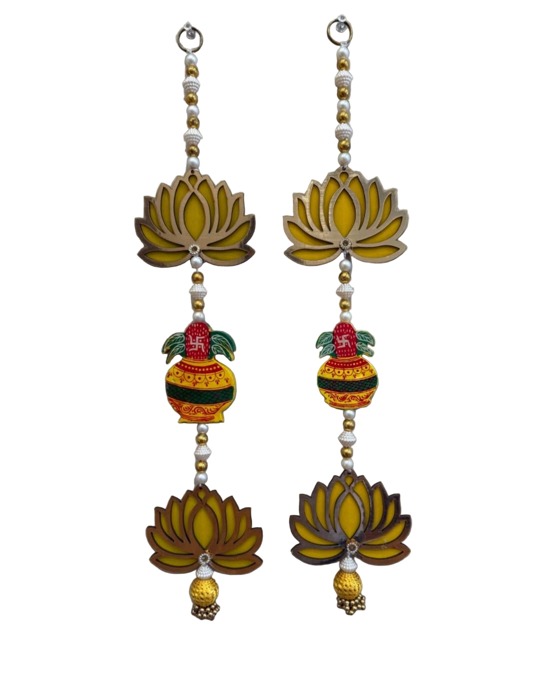 Handcrafted Lotus & Kalash Decorative Hanging (Pair)