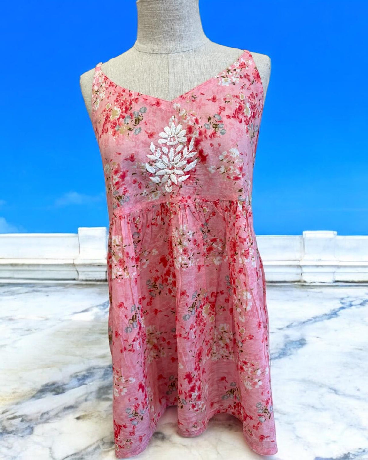 Hand embroidery printed cotton tunic