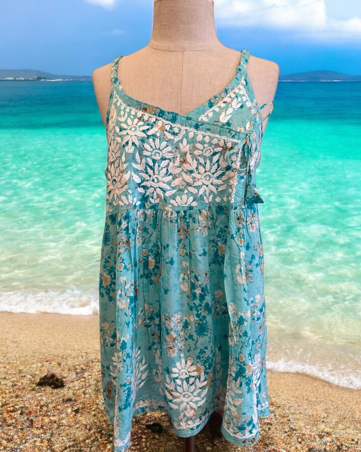 Hand embroidery printed cotton tunic