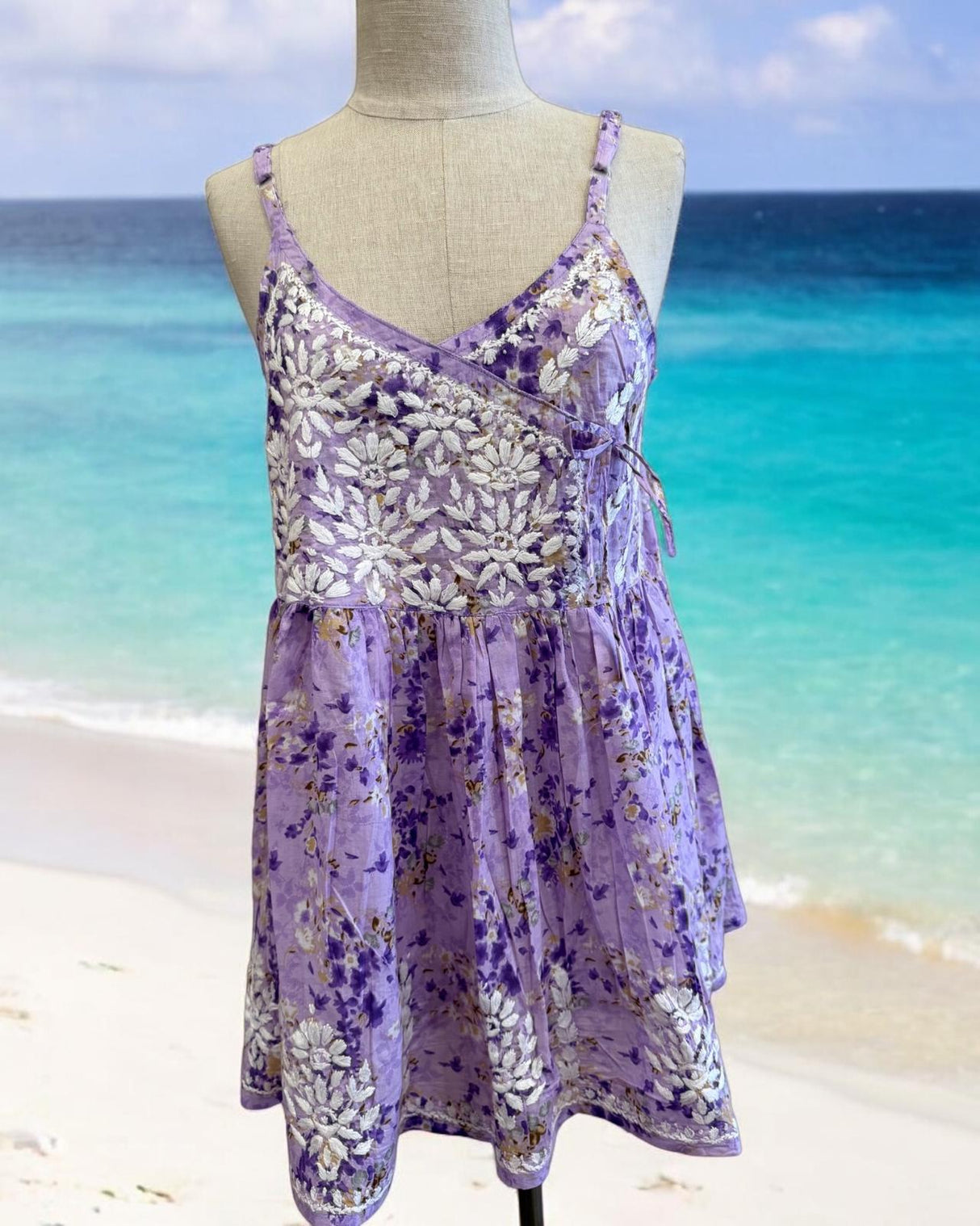 Hand embroidery printed cotton tunic