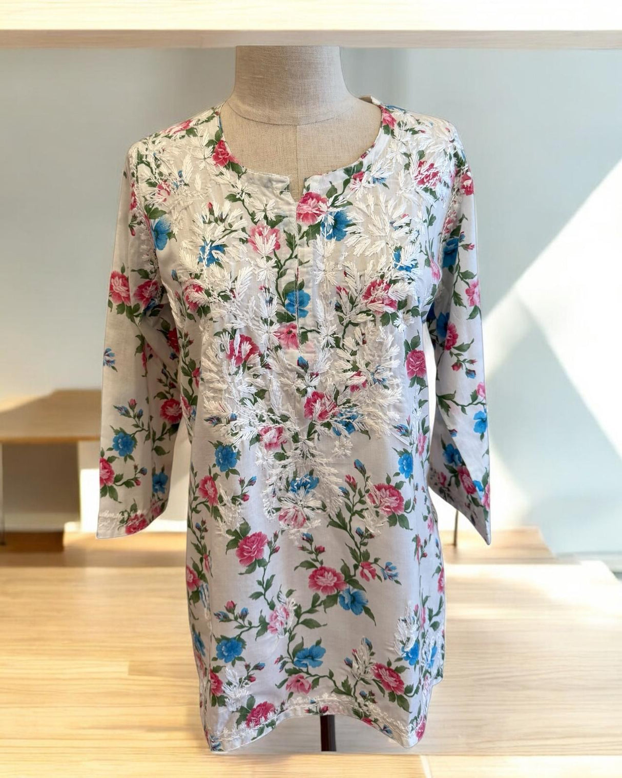 Floral print hand embroidery Kurti