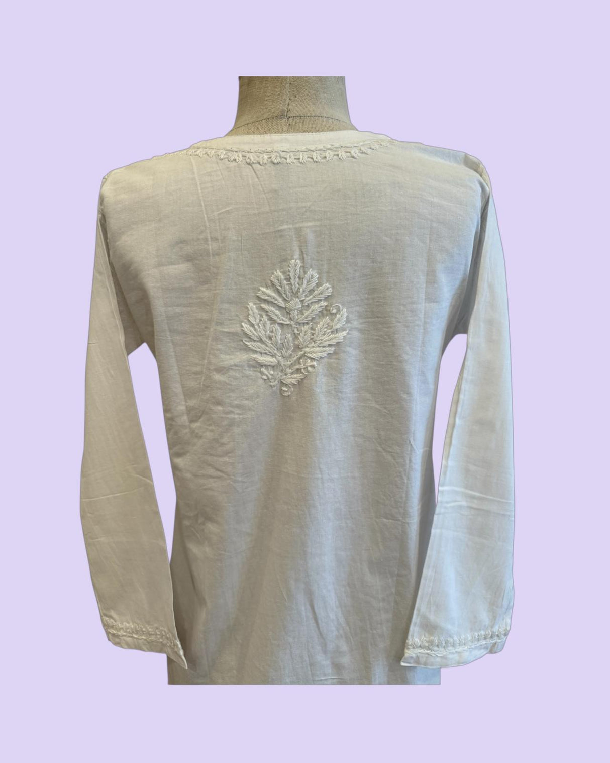 Chickan Embroidery Cotton Short Kurti (Tunic Top)