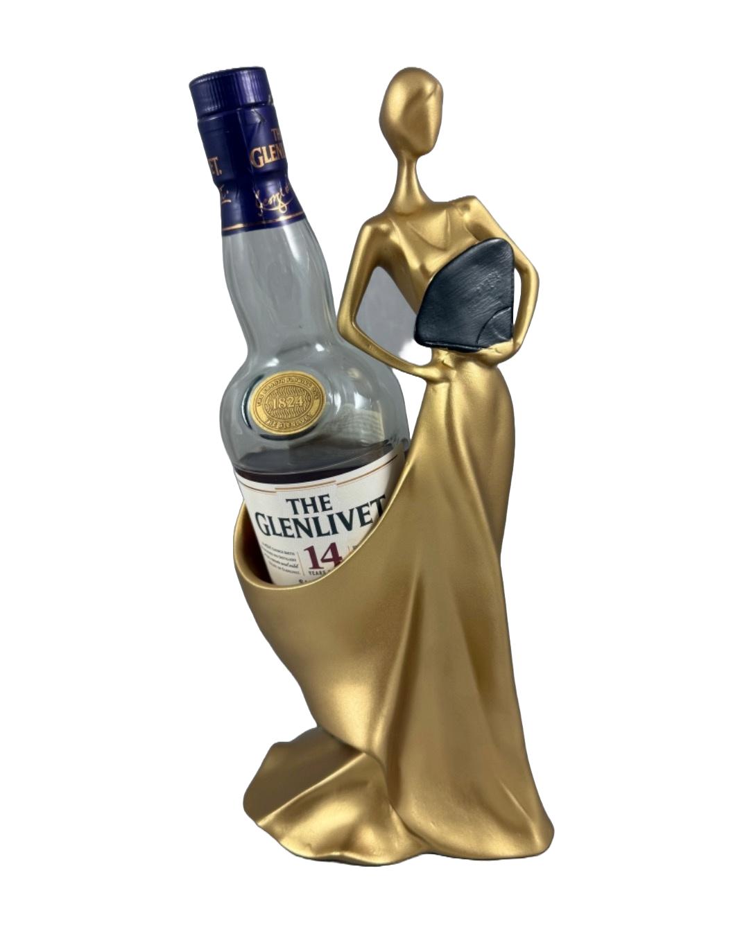 Elegant Golden Lady Wine Bottle Holder – Sculptural Art Decor