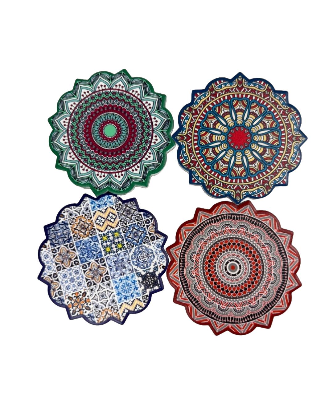 Handcrafted Mandala Ceramic Trivet – Decorative Heat-Resistant Table Mat