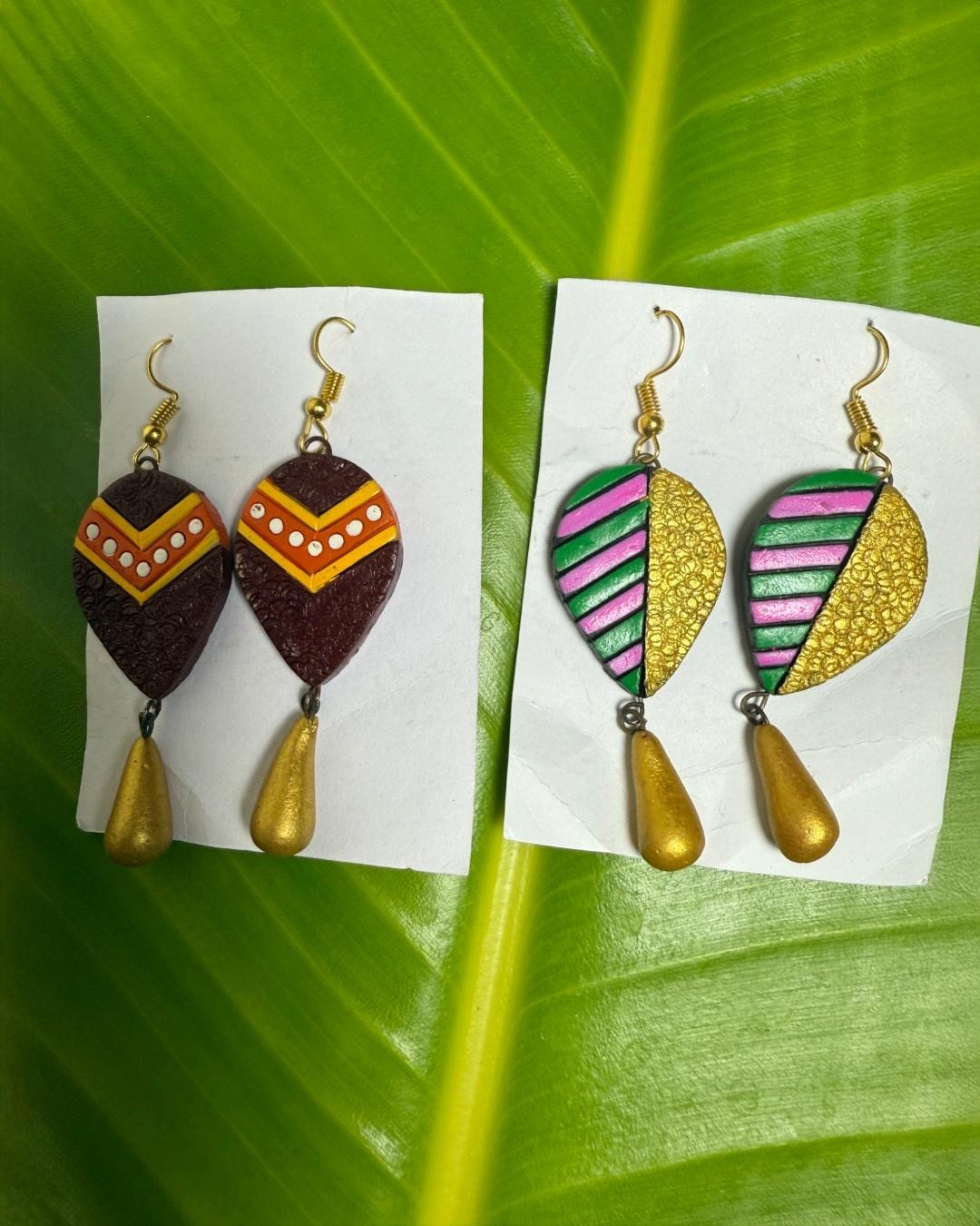 Handcrafted Statement Earrings – Vibrant Leaf-Inspired Designs