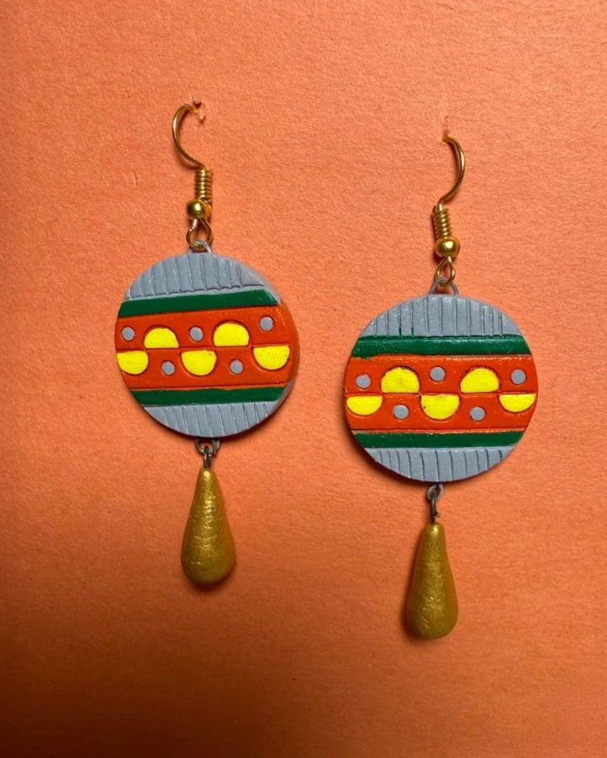 Hand-Painted Boho Drop Earrings – Artistic Statement Jewelry