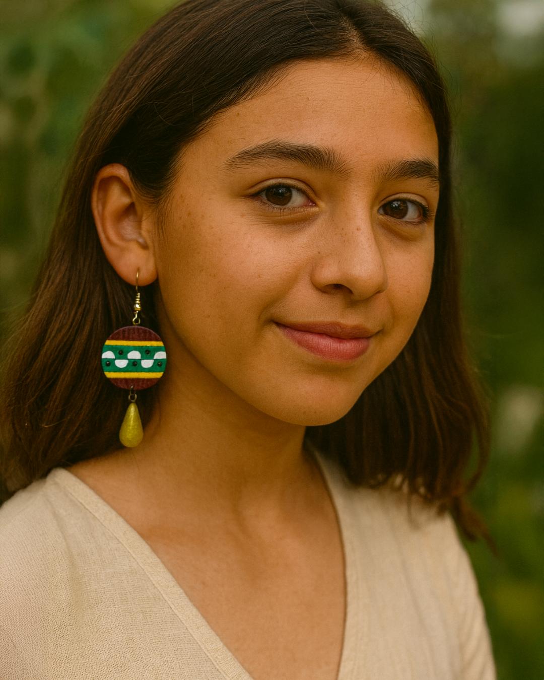 Hand-Painted Boho Drop Earrings – Artistic Statement Jewelry