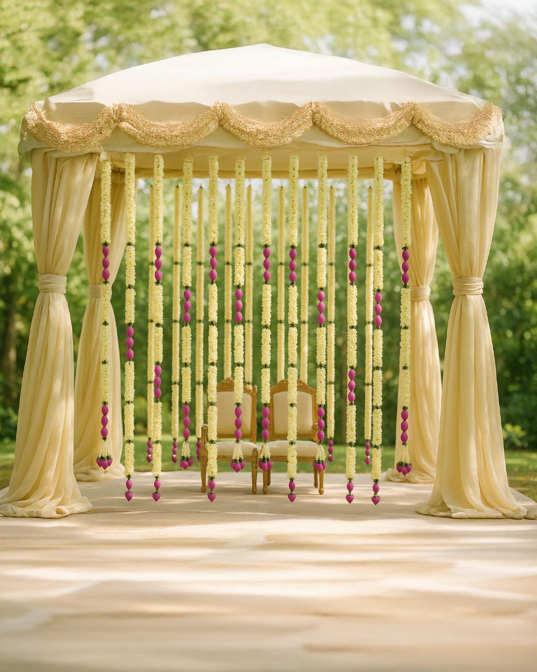 Artificial Floral Garland – Cream & Magenta