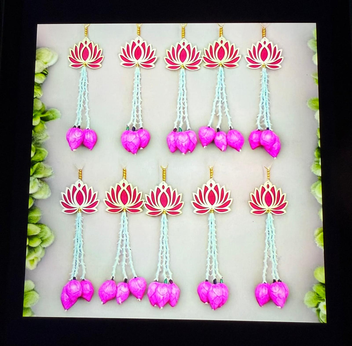 Handcrafted Lotus Wall Hanging with Floral Tassels
