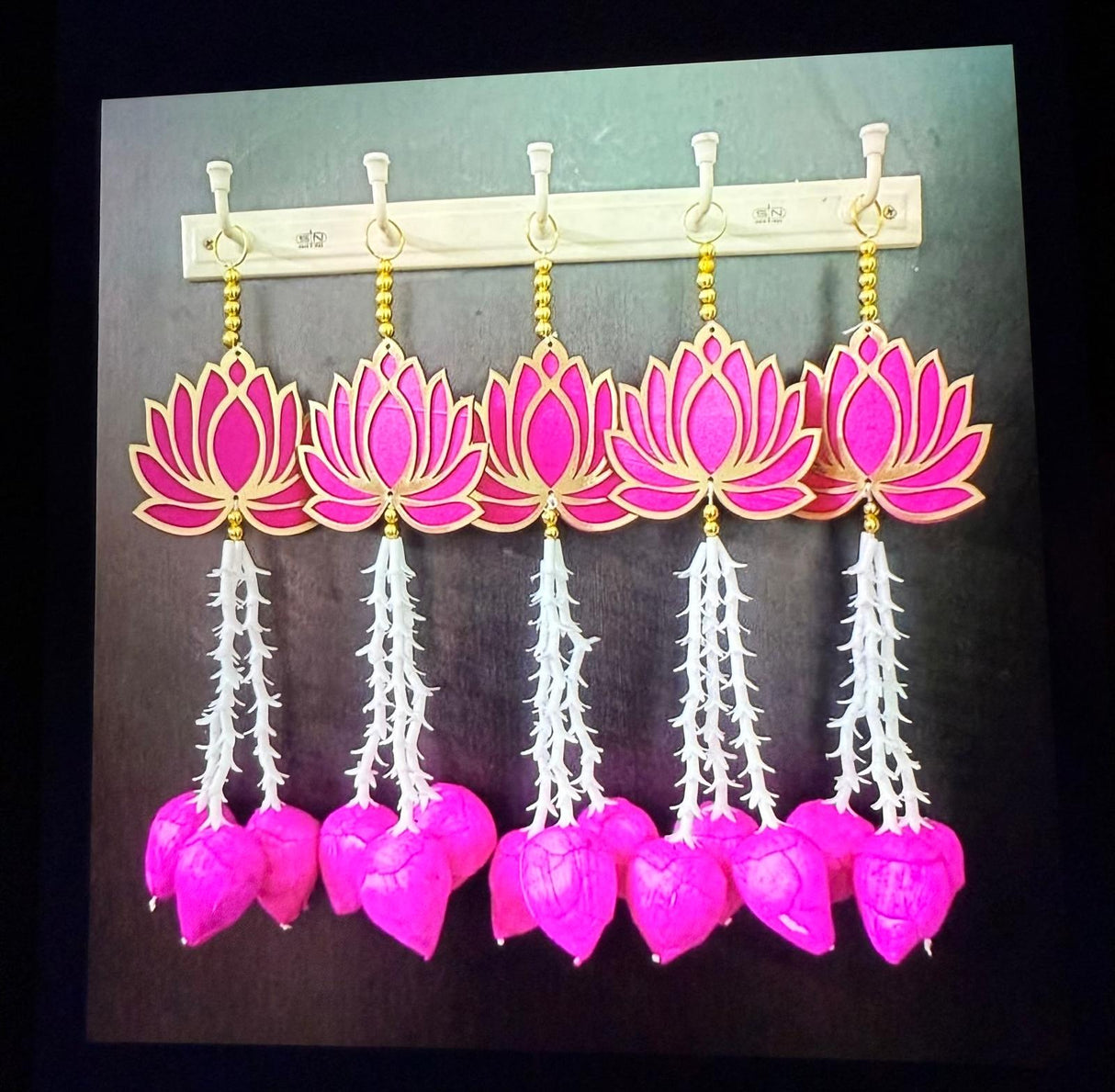 Handcrafted Lotus Wall Hanging with Floral Tassels