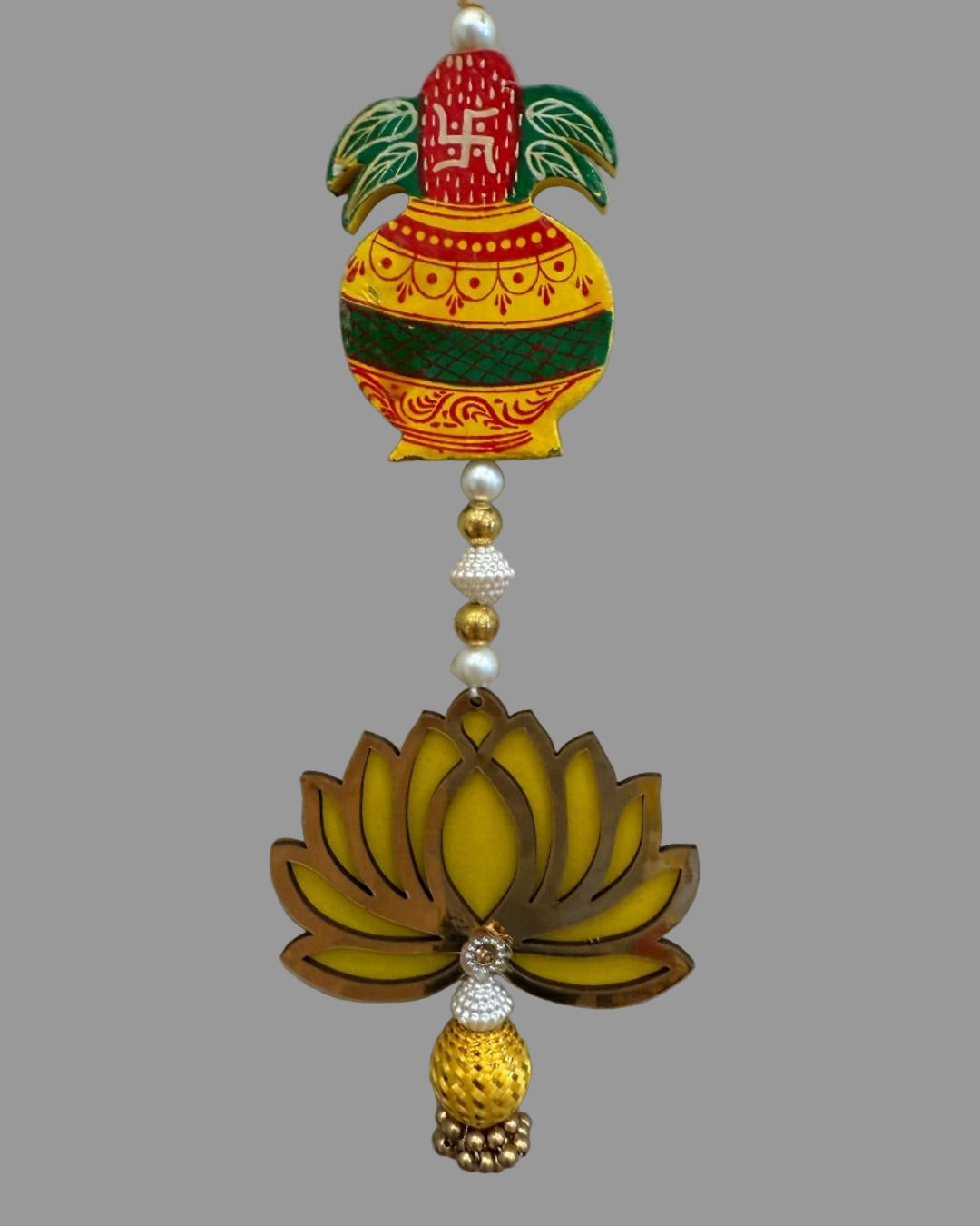 Handcrafted Lotus & Kalash Decorative Hanging (Pair)