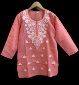 Women's Cotton Kurti with Chicken Embroidery