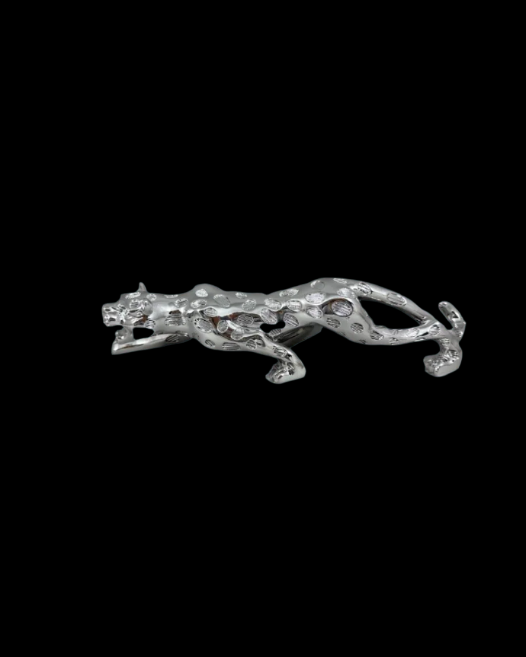 Polished Chrome Panther Figurine - Modern Decorative Accent