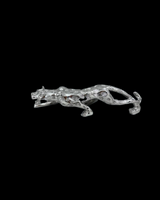 Polished Chrome Panther Figurine - Modern Decorative Accent