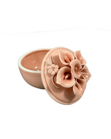 Vintage Pink Ceramic Trinket Box with Floral Lid