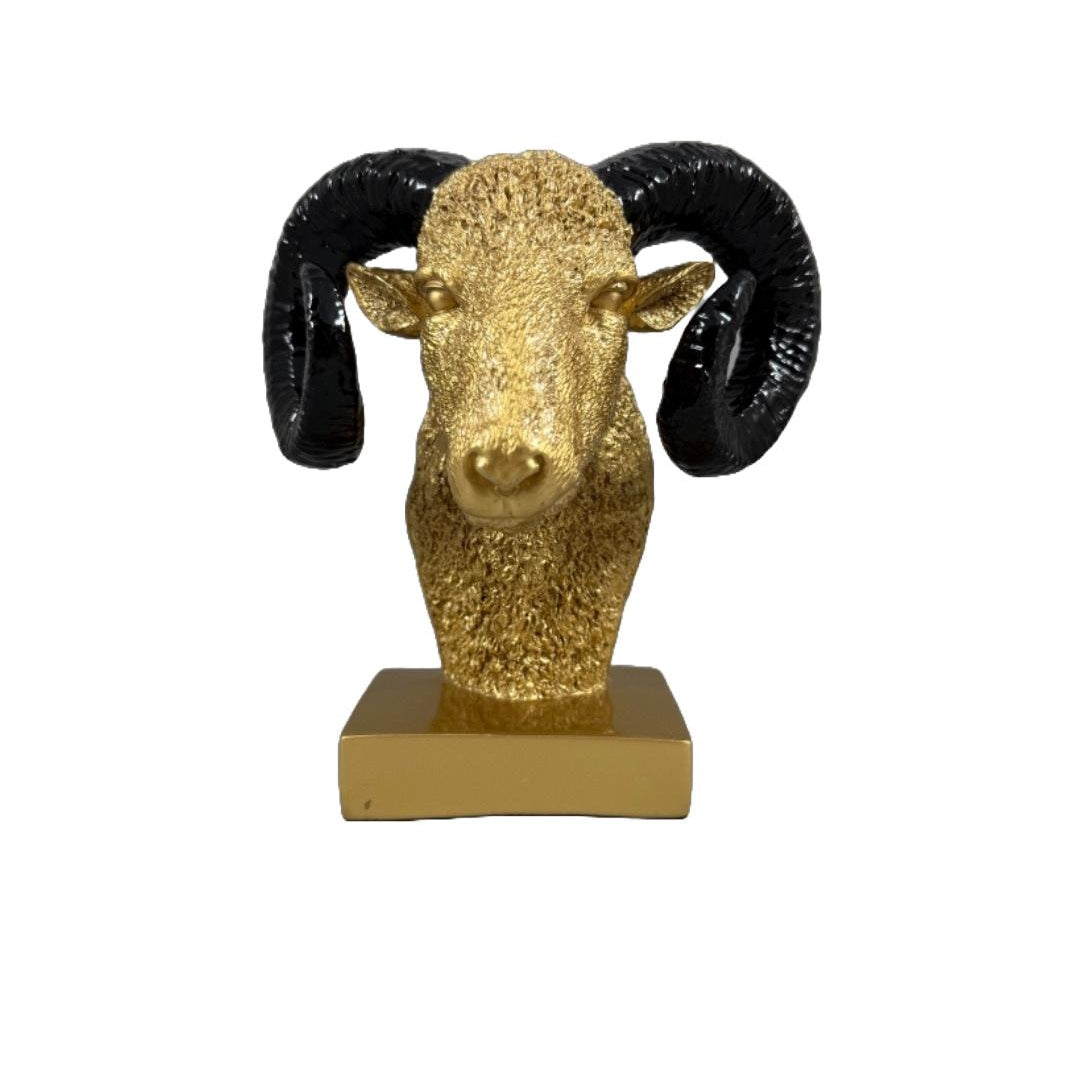 Golden Ram Head Sculpture