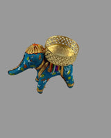 Handcrafted Decorative Elephant with Golden Basket
