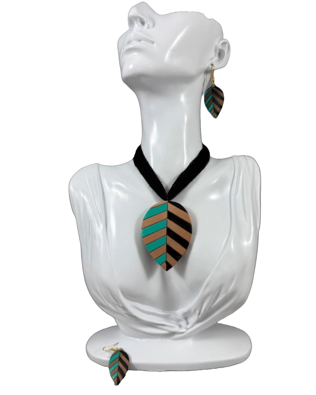 Handcrafted Leaf Pattern Terracotta Jewelry Set