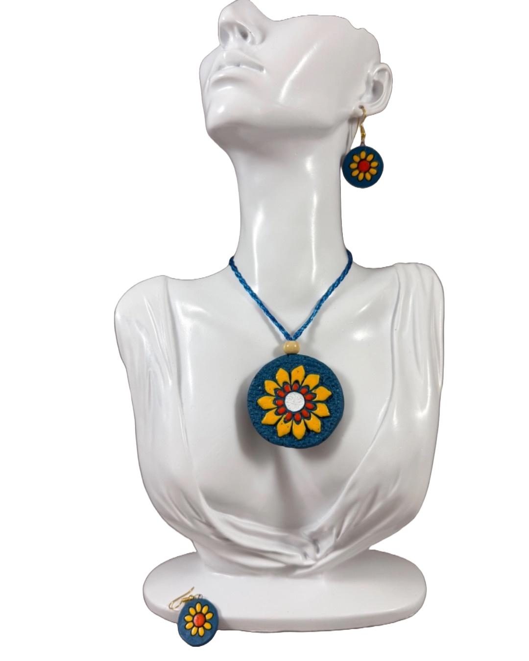 Handcrafted Terracotta Floral Jewelry Set