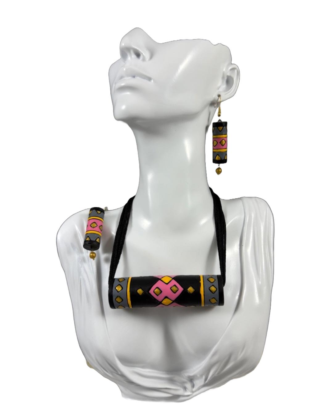 Handcrafted Tribal-Inspired Terracotta Jewelry Set
