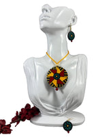 Handcrafted Terracotta Necklace & Earring Set – Tribal Mandala Design