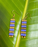 Handcrafted Geometric Earrings – Gold & Cobalt Blue