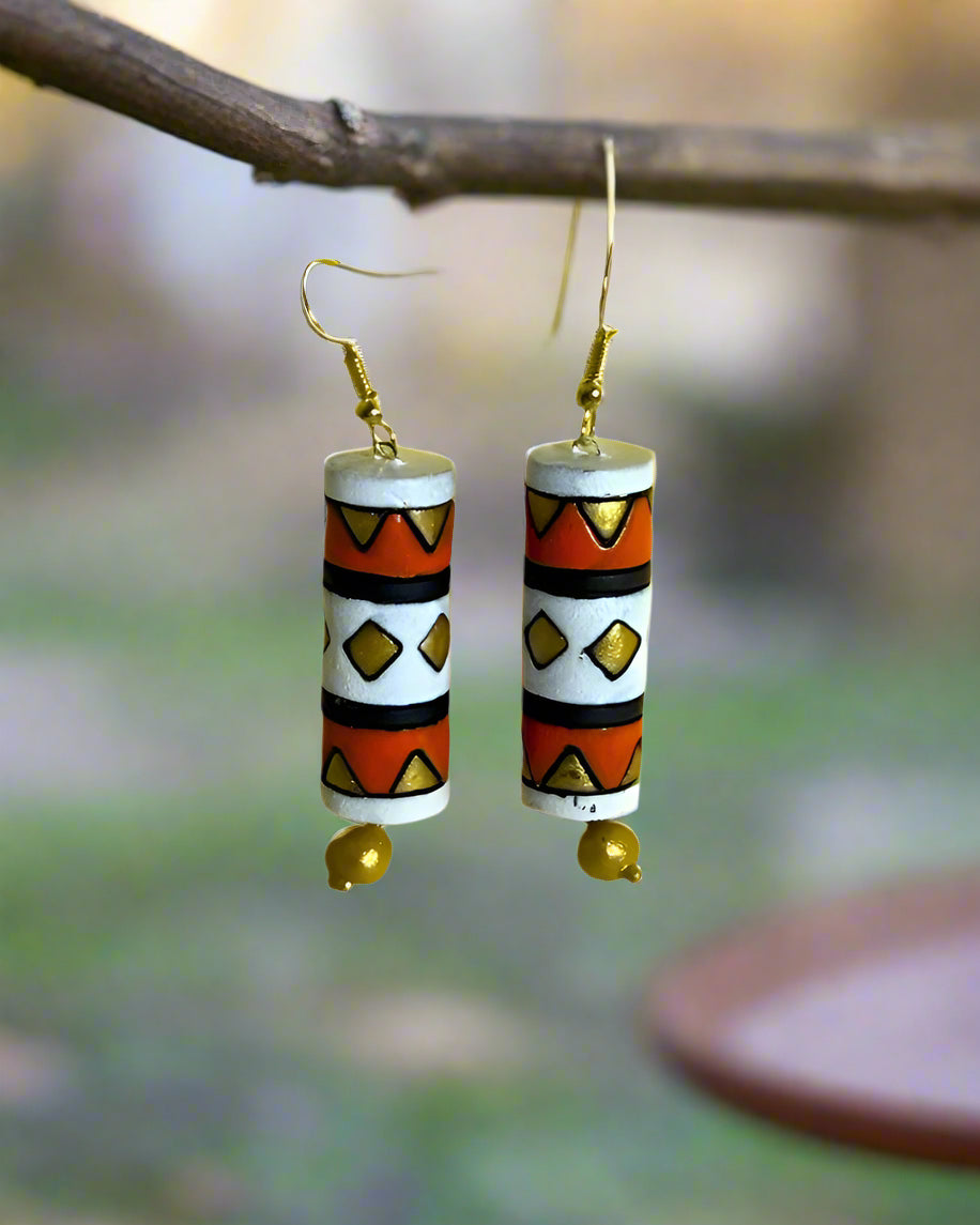 Handcrafted Tribal Cylinder Earrings – Multicolor Collection