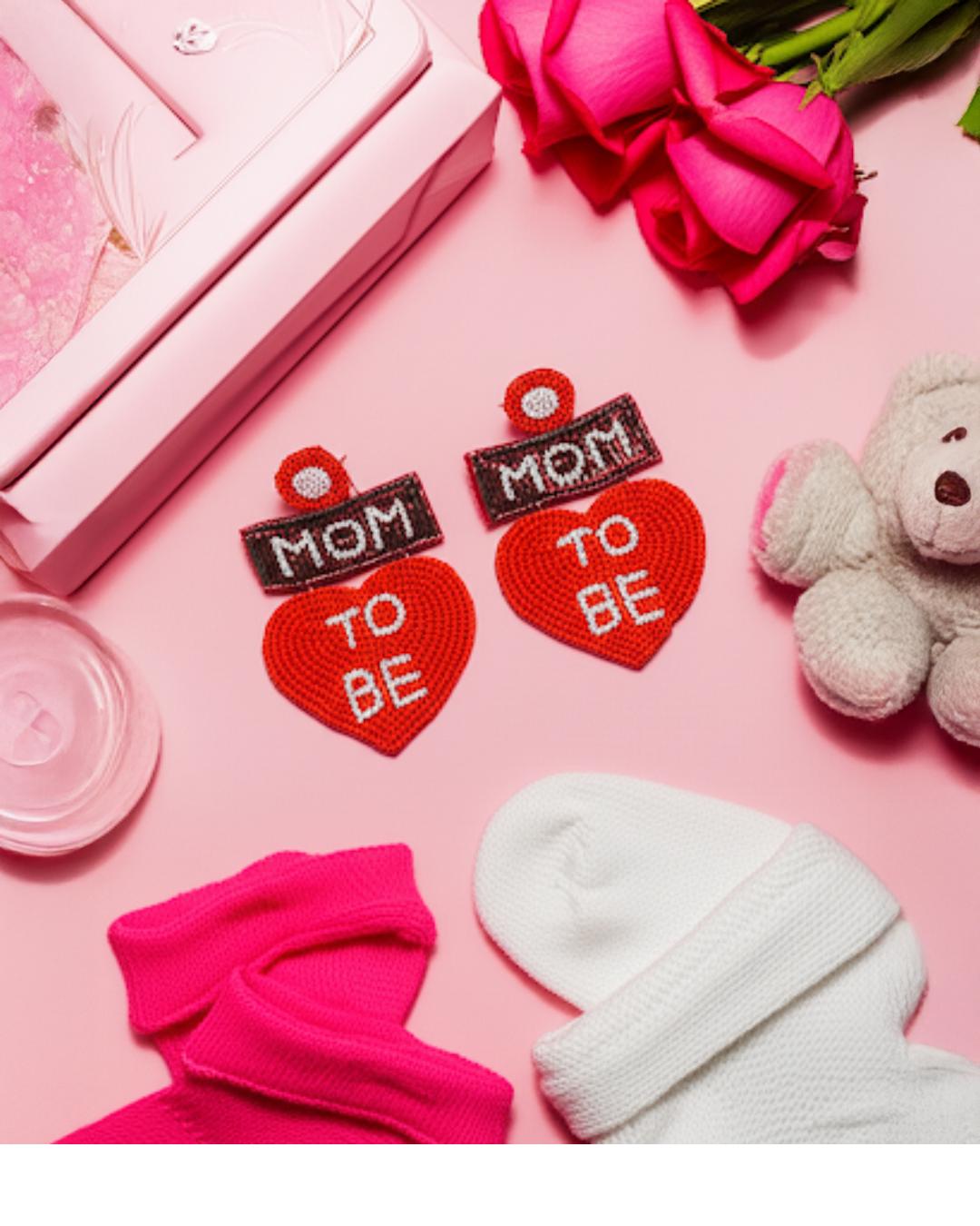 Handmade Beaded “Mom To Be” Statement Earrings