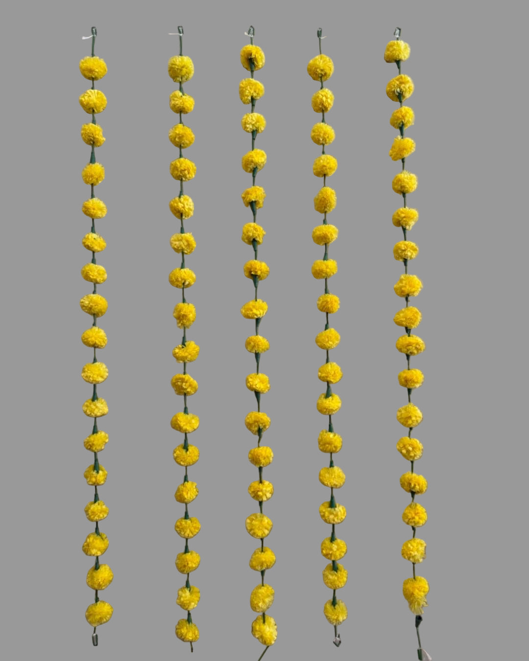 Yellow Marigold Ball Style Garland-Set of 5