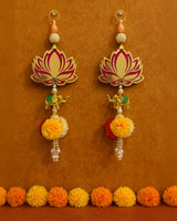 Handcrafted Lotus & Elephant Wall Hanging (Pair) – Traditional Indian Festive Décor