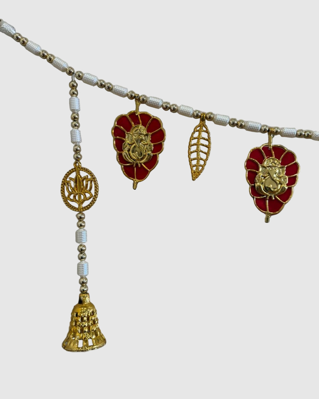 Elegant Red & Gold Floral Toran – Auspicious Door Hanging