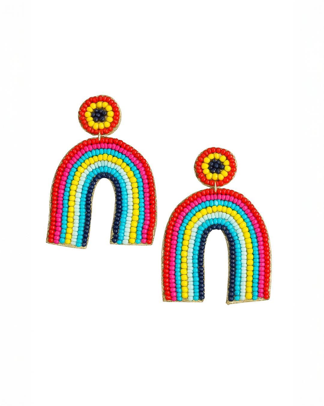 Handmade Beaded Rainbow Earrings