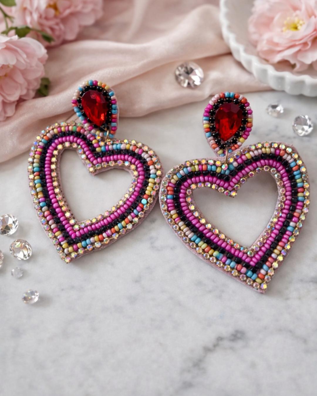 Rainbow Heart Sparkle Earrings