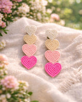 Blush Cascade Beaded Heart Earrings