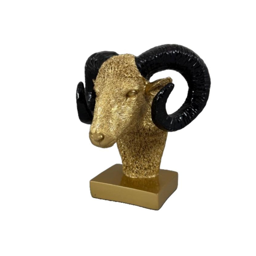Golden Ram Head Sculpture
