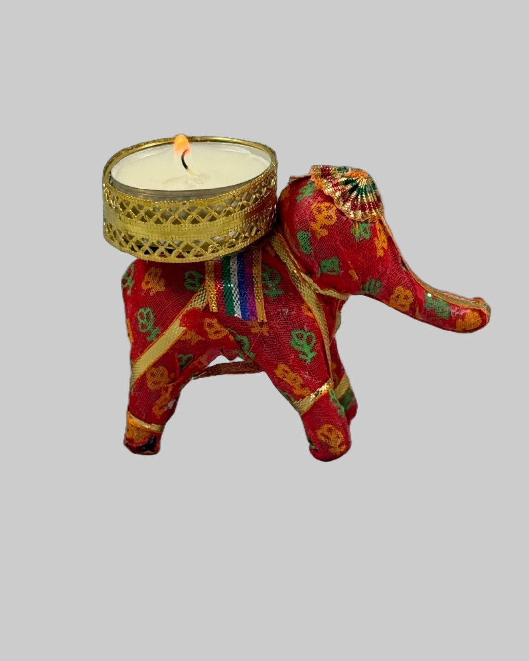 Handcrafted Decorative Elephant with Golden Basket