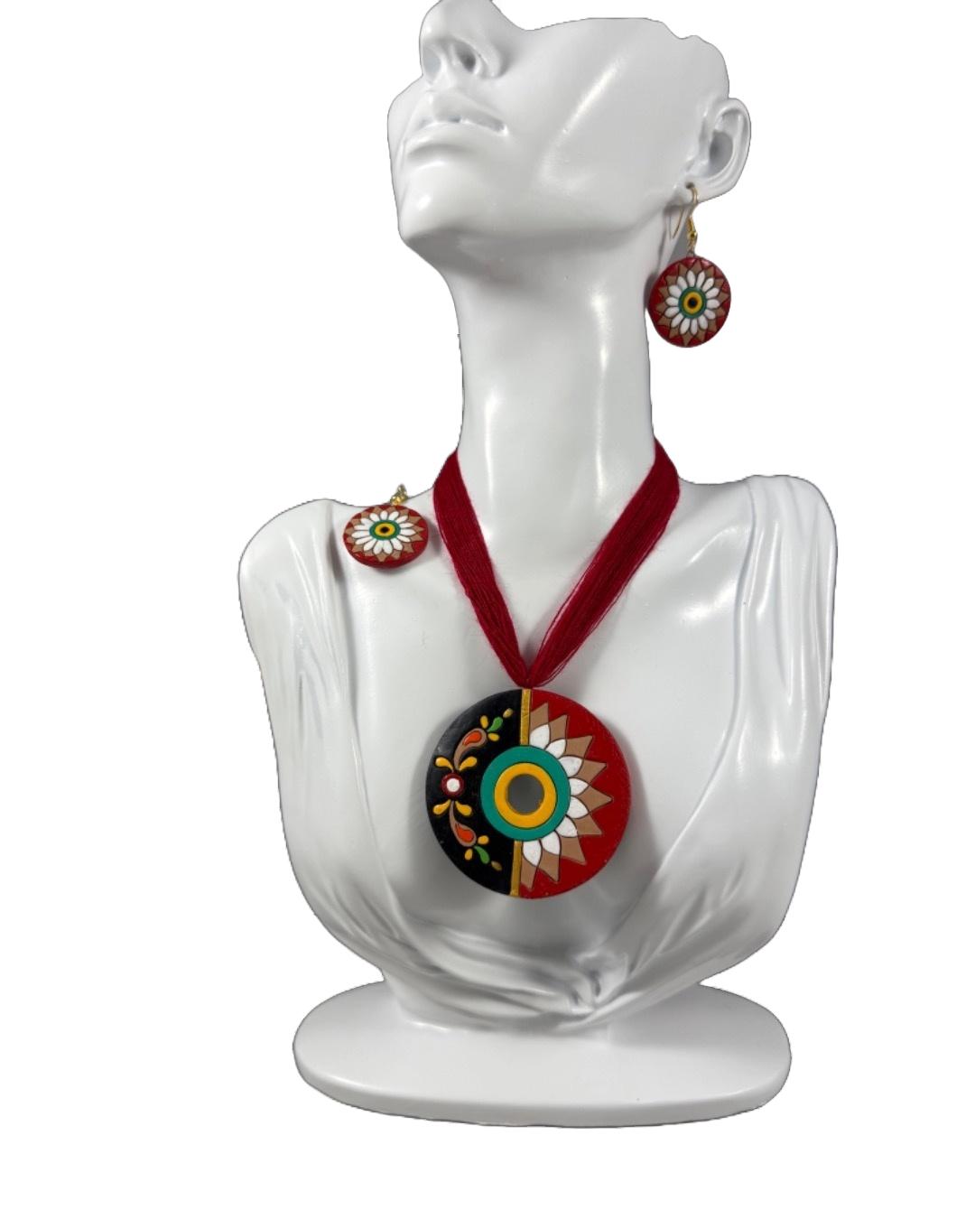 Handcrafted Terracotta Jewelry Set – Bold Mandala Design