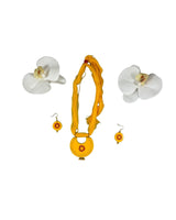 Handcrafted Yellow Terracotta Necklace and Earring Set