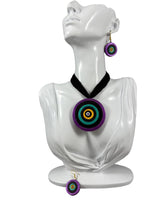 Handcrafted Circular Terracotta Jewelry Set – Vibrant Target Design