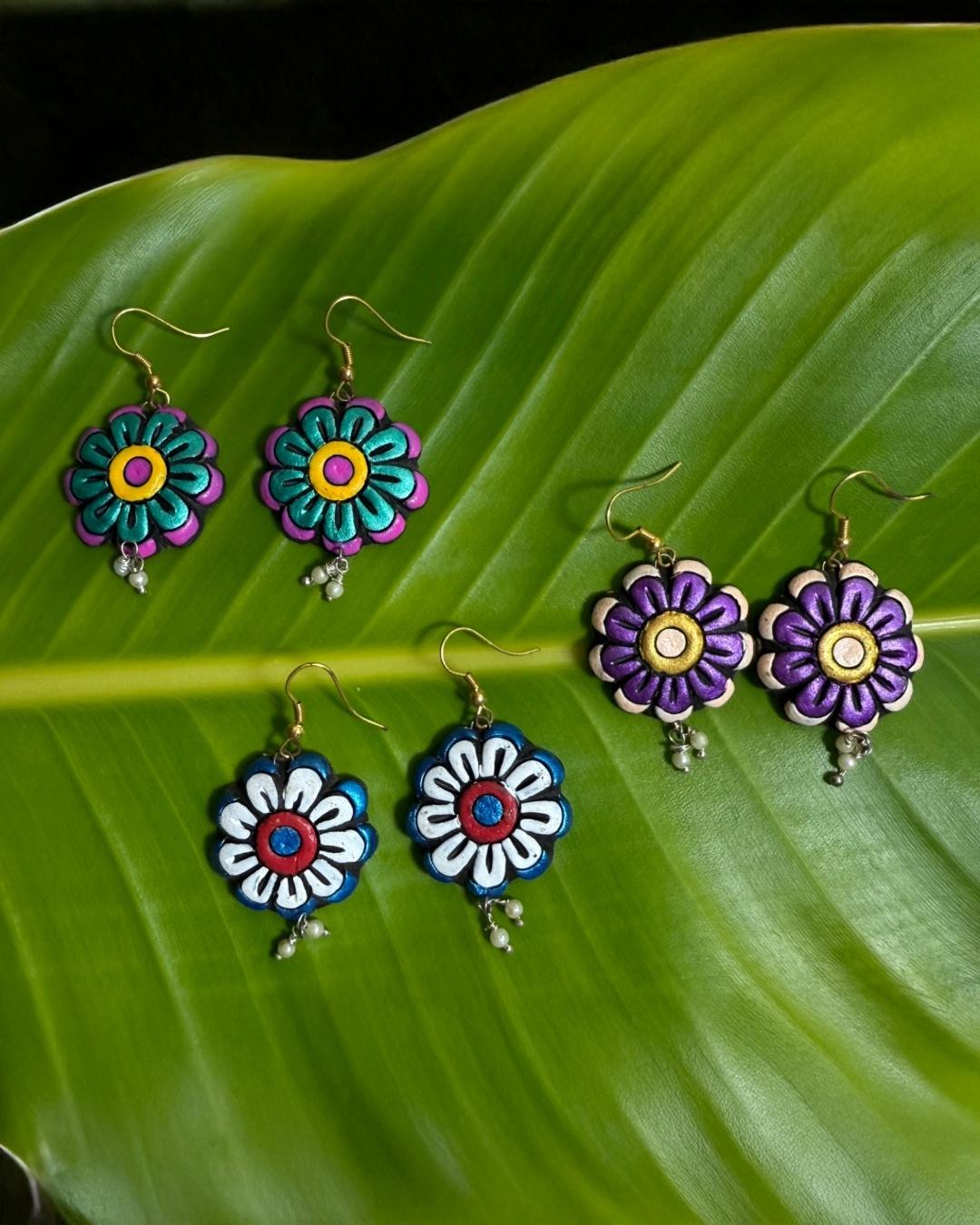 Handmade Bohemian Clay Flower Earrings