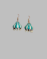 ✨ Handcrafted Terracotta Striped Jhumka Earrings – Ethnic Dome Design with Beaded Danglers ✨