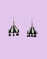 ✨ Handcrafted Terracotta Striped Jhumka Earrings – Ethnic Dome Design with Beaded Danglers ✨
