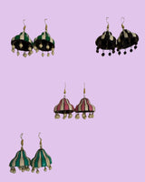 ✨ Handcrafted Terracotta Striped Jhumka Earrings – Ethnic Dome Design with Beaded Danglers ✨